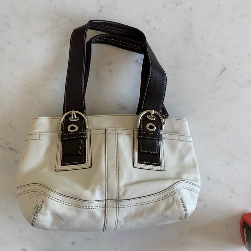 White leather Coach purse